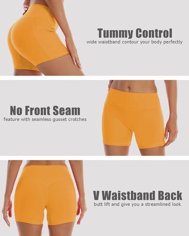 HOKOYI High Waisted Biker Shorts for Women 5'' Tummy Control Running Workout Spandex Athletic Gym Yoga Shorts with Pockets in Kuwait