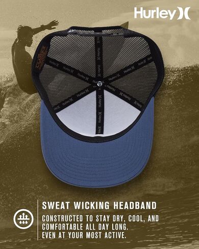 Hurley Men's Trucker Hat - Curved Bill Regular Fit Left Coast Baseball Cap for Men - Snap Back Mesh Panel Ball Cap in Saudi Arabia