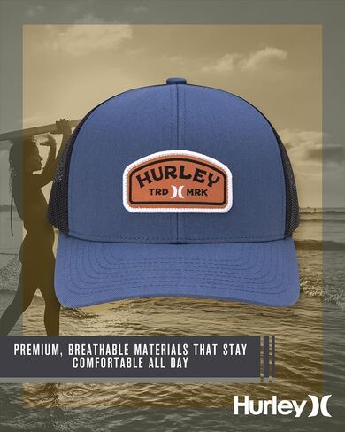 Hurley Men's Trucker Hat - Curved Bill Regular Fit Left Coast Baseball Cap for Men - Snap Back Mesh Panel Ball Cap in Saudi Arabia