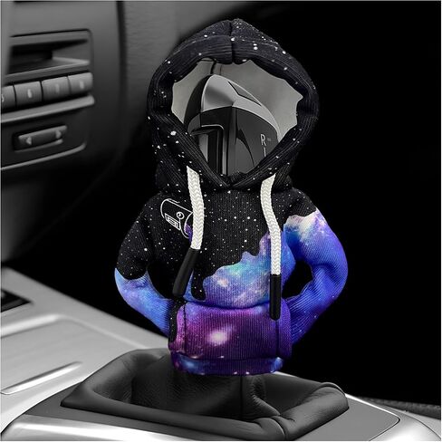 Car Gear Shift Hoodie, Funny Hoodie Automotive Shift Knob Cover Cute Interior Gear Lever Decoration, Fashionable Sweater Shirt Novelty Shifter Stick Protector for SUV Truck RV (Starry Sky) in Kuwait