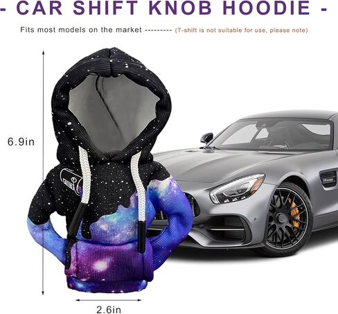 Car Gear Shift Hoodie, Funny Hoodie Automotive Shift Knob Cover Cute Interior Gear Lever Decoration, Fashionable Sweater Shirt Novelty Shifter Stick Protector for SUV Truck RV (Starry Sky) in Kuwait