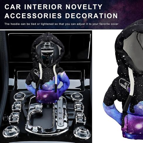Car Gear Shift Hoodie, Funny Hoodie Automotive Shift Knob Cover Cute Interior Gear Lever Decoration, Fashionable Sweater Shirt Novelty Shifter Stick Protector for SUV Truck RV (Starry Sky) in Kuwait