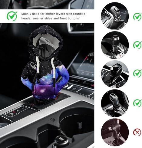 Car Gear Shift Hoodie, Funny Hoodie Automotive Shift Knob Cover Cute Interior Gear Lever Decoration, Fashionable Sweater Shirt Novelty Shifter Stick Protector for SUV Truck RV (Starry Sky) in Kuwait