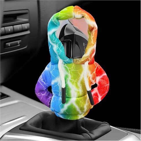 Car Gear Shift Hoodie, Funny Hoodie Automotive Shift Knob Cover Cute Interior Gear Lever Decoration, Fashionable Sweater Shirt Novelty Shifter Stick Protector for SUV Truck RV (Starry Sky) in Kuwait