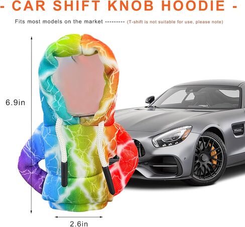 Car Gear Shift Hoodie, Funny Hoodie Automotive Shift Knob Cover Cute Interior Gear Lever Decoration, Fashionable Sweater Shirt Novelty Shifter Stick Protector for SUV Truck RV (Starry Sky) in Kuwait