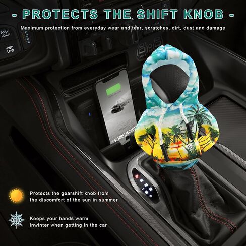 Car Gear Shift Hoodie, Funny Hoodie Automotive Shift Knob Cover Cute Interior Gear Lever Decoration, Fashionable Sweater Shirt Novelty Shifter Stick Protector for SUV Truck RV (Starry Sky) in Saudi Arabia