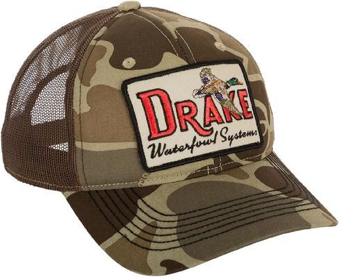 DRAKE Waterfowl Square Patch Foam Cabe الأمامي - الألواح الأمامية القطنية وشبكة Visor Back 6 CAP LOW PLAKE in Kuwait