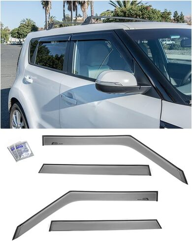 Extreme Online Store Replacement for 2014-2019 Kia Soul Models | EOS Visors Tape-On Style Smoke Tinted Side Vents Rain Guard Window Deflectors DWV-V132 in Saudi Arabia