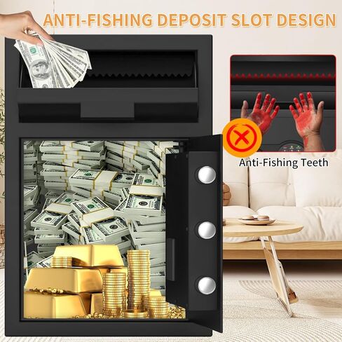 2.8 cu ft صندوق آمن كبير للقطر المثير للإعجاب للأعمال التجارية ، انخفاض نقدي مضاد للسرقة آمن مع فتحة وقفل مزيج ، خزائن إيداع الشقوق لكنيسة بريد الأعمال المنزلية في المنزل in Kuwait