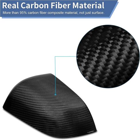 غطاء مرآة جانبي ألياف الكربون الحقيقية متوافقة مع تسلا ، غطاء الرؤية الخلفية T-carbon متوافق مع Tesla Model 3 سيدان 2017-2023 أغطية مرآة خارجية لامع أسود لامع in Saudi Arabia