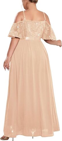 Missmay Women's Plus Size Seale Lace Of Counter Shorts Slit Slit Wedder Wedding Guest Chiffon Long in Kuwait