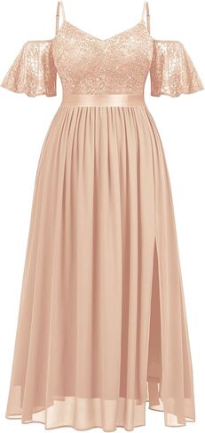 Missmay Women's Plus Size Seale Lace Of Counter Shorts Slit Slit Wedder Wedding Guest Chiffon Long in Kuwait