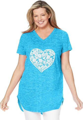 Woman Within Plus Size Marled V-Neck Tunic in Kuwait