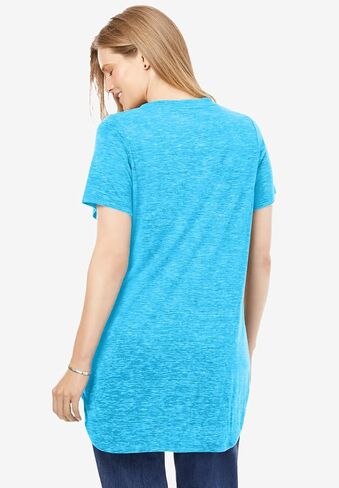 Woman Within Plus Size Marled V-Neck Tunic in Kuwait