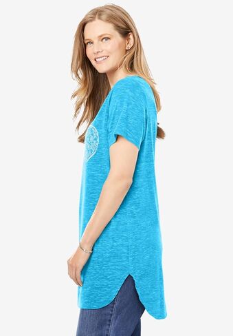 Woman Within Plus Size Marled V-Neck Tunic in Kuwait