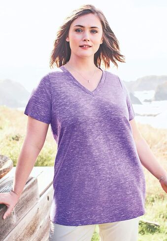 Woman Within Plus Size Marled V-Neck Tunic in Kuwait