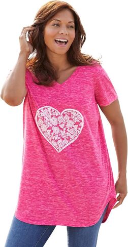 Woman Within Plus Size Marled V-Neck Tunic in Kuwait