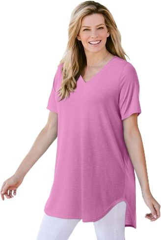 Woman Within Plus Size Marled V-Neck Tunic in Kuwait