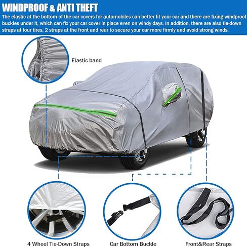 غطاء سيارة مقاوم للماء لسيارة Wrangler Jk، Cj، Yj، Tj & Jl 1987-2020 4 أبواب - غطاء خارجي كامل لجميع الأحوال الجوية، حماية من الشمس والأشعة فوق البنفسجية والغبار والثلج مع سحاب للباب in Kuwait