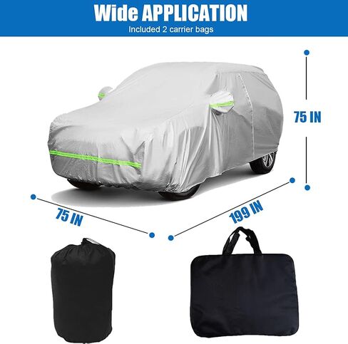 غطاء سيارة مقاوم للماء لسيارة Wrangler Jk، Cj، Yj، Tj & Jl 1987-2020 4 أبواب - غطاء خارجي كامل لجميع الأحوال الجوية، حماية من الشمس والأشعة فوق البنفسجية والغبار والثلج مع سحاب للباب in Kuwait