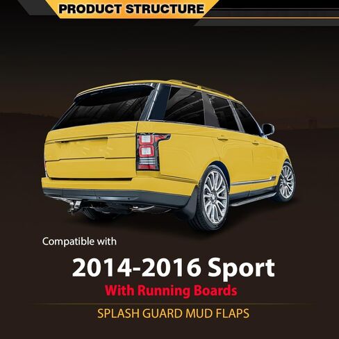 Splash Guard Mud Flaps Rear Compatible with Land Rover Range Rover Sport 2014-2016 with Running Boards 4Pcs/Set in Saudi Arabia