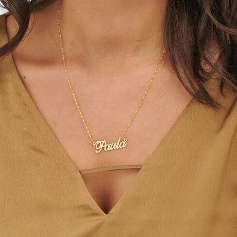 Personalized Classic Cocktail Name Necklace with Diamond Option - Dainty Gift for Her, Women - Custom Jewelry for Christmas, Mother's Day in Saudi Arabia