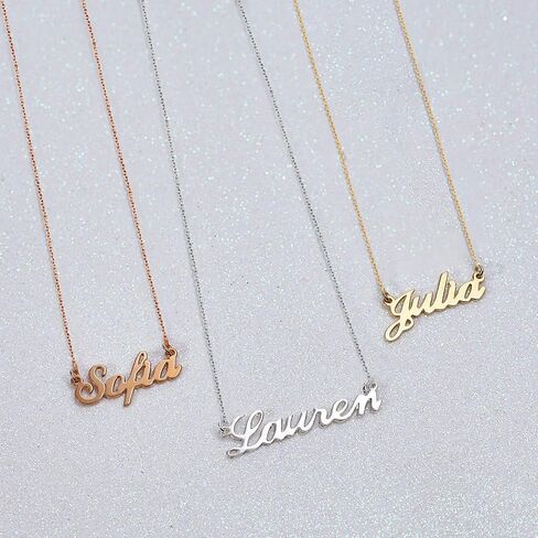 Personalized Classic Cocktail Name Necklace with Diamond Option - Dainty Gift for Her, Women - Custom Jewelry for Christmas, Mother's Day in Saudi Arabia