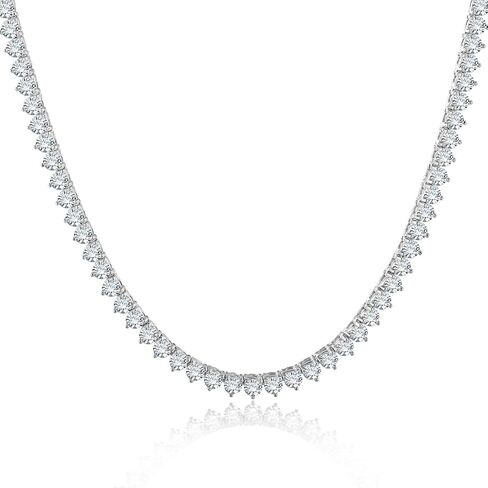 Kose Tennis Necklace 18K silver/gold plated chain for Women and Men | 3 Prong Set 5A 4.0mm Round Cubic Zirconia Cut Faux Diamond Necklace| Festival gifts | Lengths: 16" /18"/20" in Kuwait