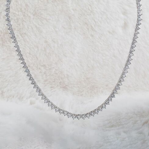 Kose Tennis Necklace 18K silver/gold plated chain for Women and Men | 3 Prong Set 5A 4.0mm Round Cubic Zirconia Cut Faux Diamond Necklace| Festival gifts | Lengths: 16" /18"/20" in Kuwait