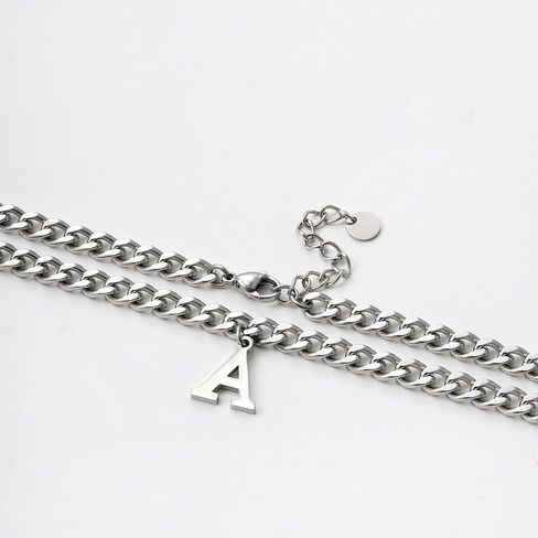 Initial A-Z Cuban Link Chain Necklace for Men, Stainless Steel Letter Pendant Necklace Diamond Cut 6MM Cuban Link Chain Initial Necklace Gifts for Men Father Boyfriends in Kuwait