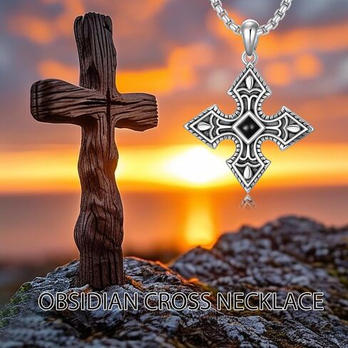 Cross Necklace for Men 925 Sterling Silver Crucifix Pendant Christian Cross Jewelry for Men Women in Saudi Arabia
