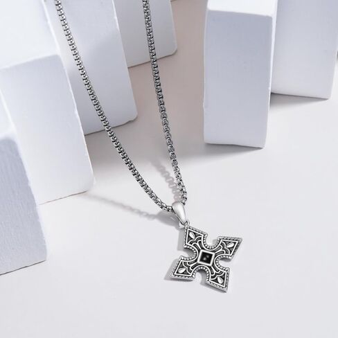 Cross Necklace for Men 925 Sterling Silver Crucifix Pendant Christian Cross Jewelry for Men Women in Saudi Arabia