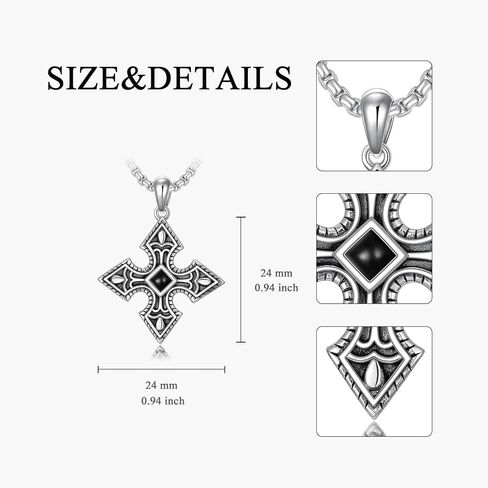 Cross Necklace for Men 925 Sterling Silver Crucifix Pendant Christian Cross Jewelry for Men Women in Saudi Arabia