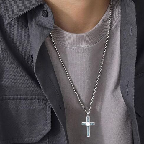 Cross Necklace for Men 925 Sterling Silver Crucifix Pendant Christian Cross Jewelry for Men Women in Saudi Arabia
