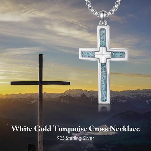 Cross Necklace for Men 925 Sterling Silver Crucifix Pendant Christian Cross Jewelry for Men Women in Saudi Arabia