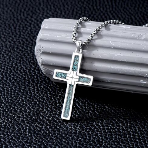 Cross Necklace for Men 925 Sterling Silver Crucifix Pendant Christian Cross Jewelry for Men Women in Saudi Arabia
