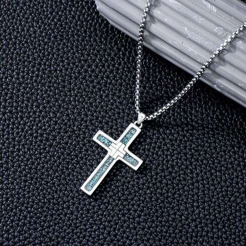 Cross Necklace for Men 925 Sterling Silver Crucifix Pendant Christian Cross Jewelry for Men Women in Saudi Arabia