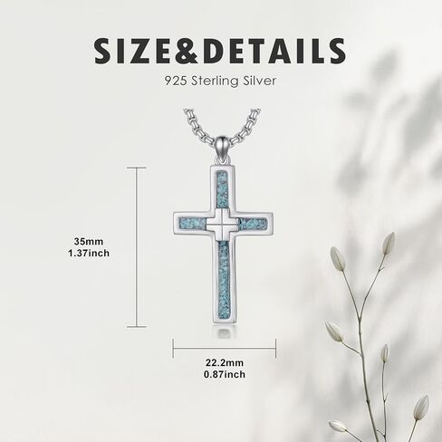 Cross Necklace for Men 925 Sterling Silver Crucifix Pendant Christian Cross Jewelry for Men Women in Saudi Arabia
