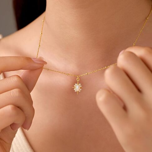 Lovecom 925 Sterling Silver North Star Netlace Opal Netlace for Women Dainty 14K Gold Plated 12 Star Star Necklace Trendy Cubic Zirconia Chain Jewelry Hermnich Gift for Mom Mater in Kuwait
