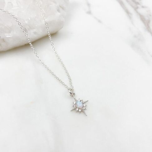 Lovecom 925 Sterling Silver North Star Netlace Opal Netlace for Women Dainty 14K Gold Plated 12 Star Star Necklace Trendy Cubic Zirconia Chain Jewelry Hermnich Gift for Mom Mater in Kuwait