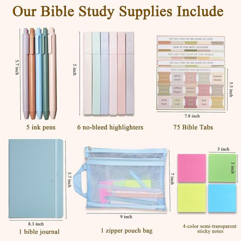 مستلزمات دراسة Yojo Bible ، مجموعة اليومية للكتاب المقدس مع 5 إشارات مسيحية مغناطيسية ، 6 لا نزيف من المتسابقين ، 5 أقلام هلام ، 75 علامات تبويب الكتاب المقدس ، الهدايا المسيحية للنساء الرجال in Kuwait