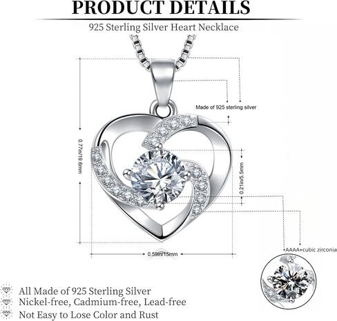 925 Sterling Silver Infinity Love Heart Sunflower Necklace for Women Hypoallergenic Sterling Silver Pendant Jewelry in Saudi Arabia