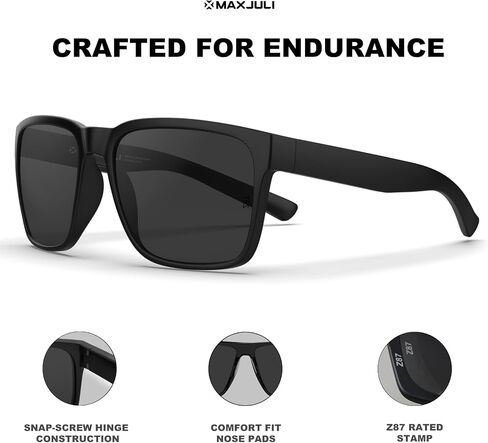 MAXJULI Z87 Sunglasses for Big Wide Heads Men TR90 Ultralight UV400 Protection Sun Glasses Z8244 in Saudi Arabia