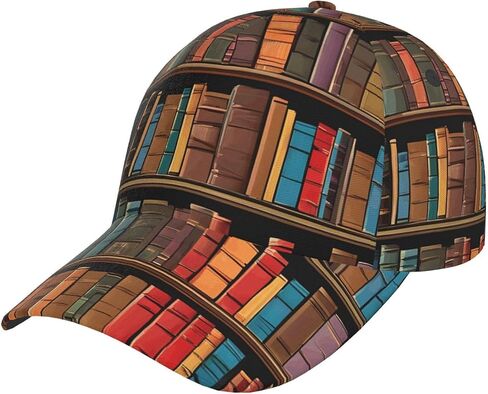 Library Bookshelf Print Baseball Cap Unisex Adjustable Trucker Hat Dad Hat Outdoor Sports Sun Hat Black in Saudi Arabia