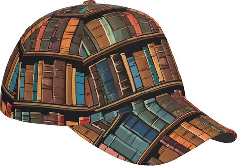 Library Bookshelf Print Baseball Cap Unisex Adjustable Trucker Hat Dad Hat Outdoor Sports Sun Hat Black in Saudi Arabia