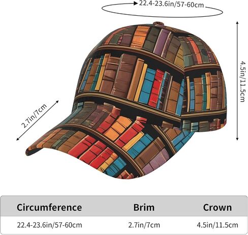 Library Bookshelf Print Baseball Cap Unisex Adjustable Trucker Hat Dad Hat Outdoor Sports Sun Hat Black in Saudi Arabia