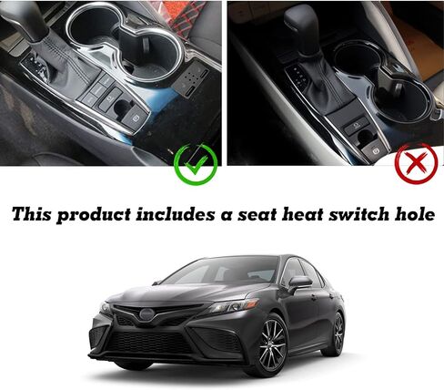 Xotic Tech Carbon Fiber Black ABS Gear Shift Panel Console Water Cup Holder Cover Trim, Compatible with Toyota Camry SE LE TRD 2018 2019 2020 2021 2022 2023 2024 Without Seat Heater Buttons in Saudi Arabia