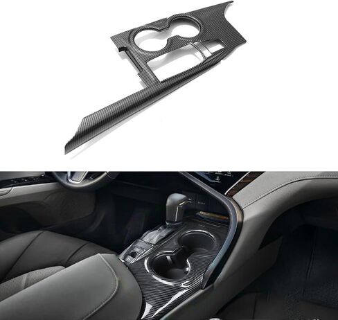 Xotic Tech Carbon Carbon Fiber Black ABS Gear Shift Cover Costole Cost Cover Cover Cover ، متوافق مع Toyota Camry Se Le Trd 2018 2019 2020 2021 2022 2023 2024 بدون أزرار مقعد. in Kuwait