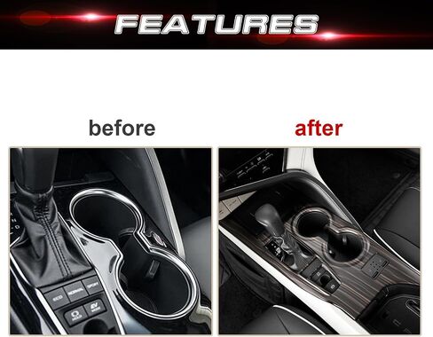 Xotic Tech Carbon Fiber Black ABS Gear Shift Panel Console Water Cup Holder Cover Trim, Compatible with Toyota Camry SE LE TRD 2018 2019 2020 2021 2022 2023 2024 Without Seat Heater Buttons in Saudi Arabia