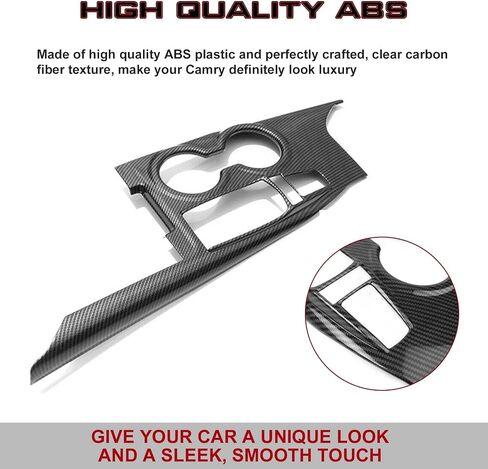 Xotic Tech Carbon Carbon Fiber Black ABS Gear Shift Cover Costole Cost Cover Cover Cover ، متوافق مع Toyota Camry Se Le Trd 2018 2019 2020 2021 2022 2023 2024 بدون أزرار مقعد. in Kuwait